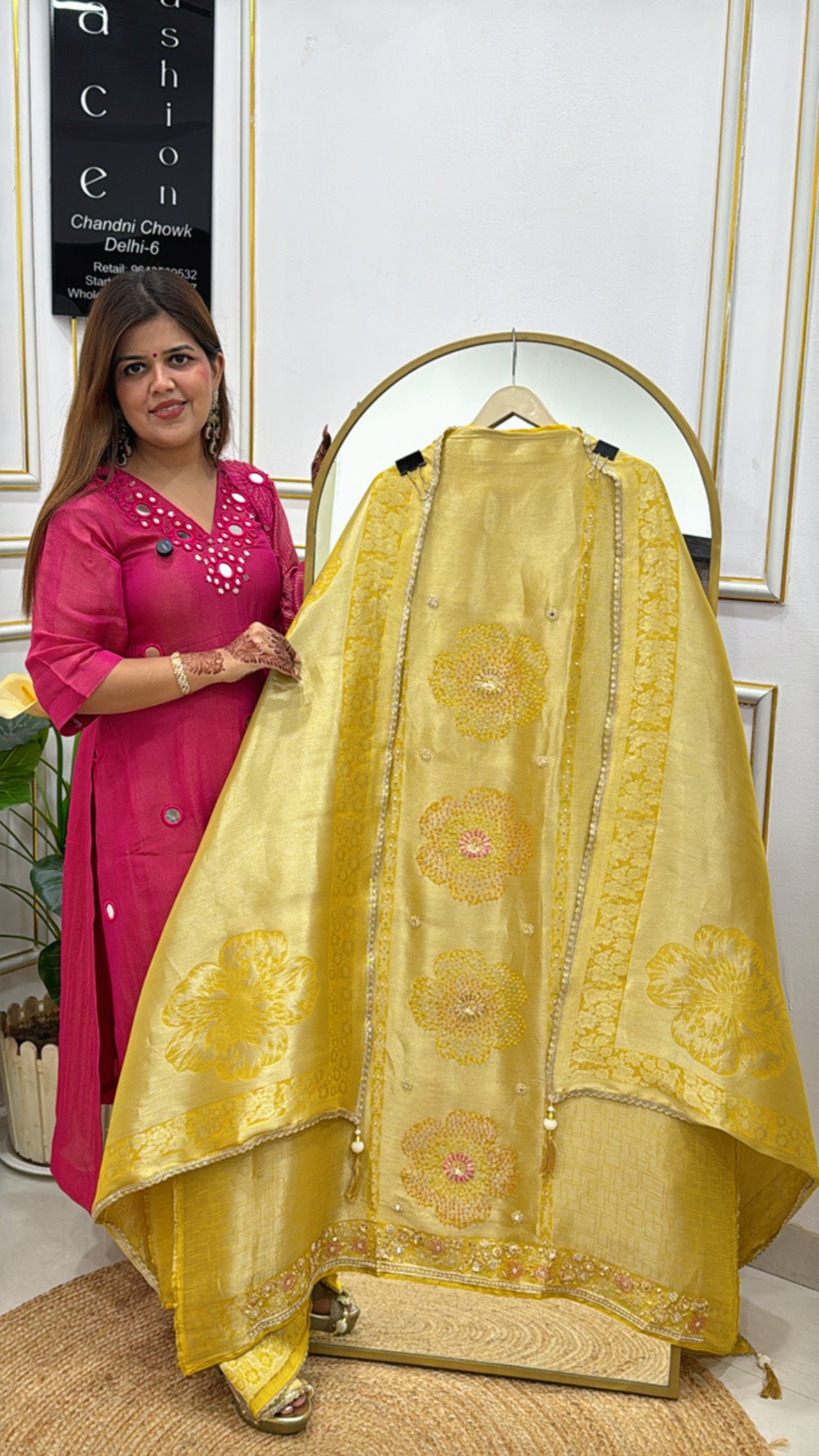 Evergreen Pure Kanjivaram Silk Suit Material with Handwork Detailing & Weaved Kanjivaram Dupatta GF 378